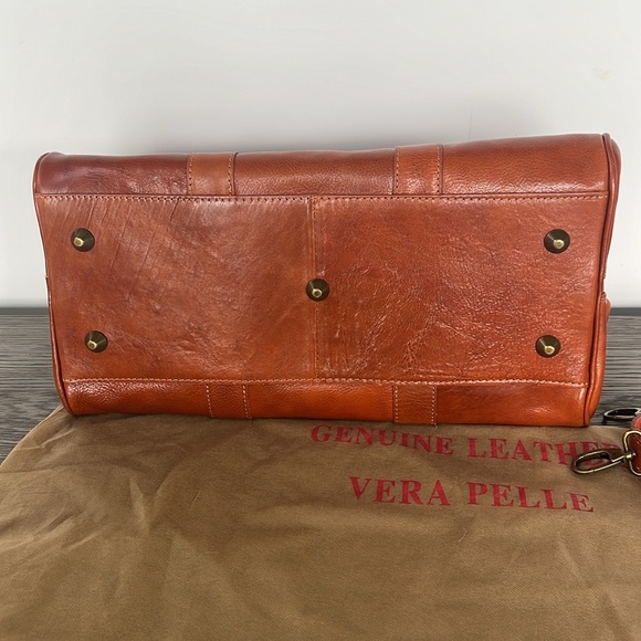 VERA PELLE Leather Travel Bag Duffel Overnight - Picture 11 of 16
